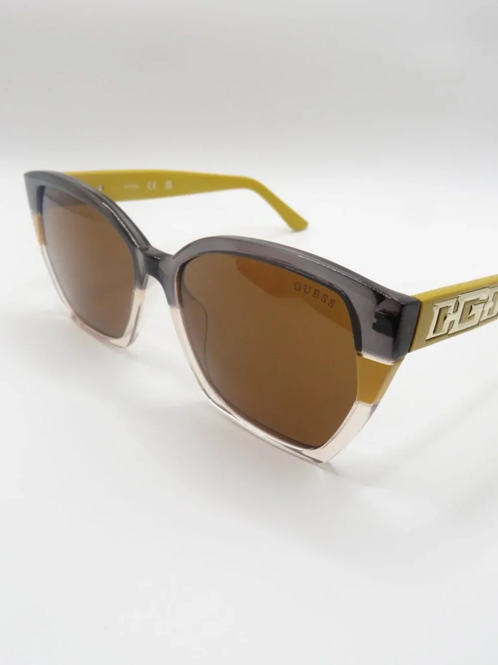 Guess New GU7912/S 41E Gray-Yellow-Clear/Brown Sunglasses.